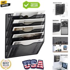 5 Pocket Mesh Wall File Organizer - Modern Document Holder for Home & Office
