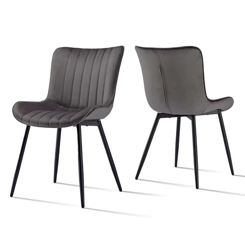 Goeurvant 2/4/6er Set Esszimmerstühle Samt Küchenstühle Stühle Dunkelgrau