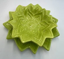 Fresh Decor Green Floral Serving Plate & Bowl Set 