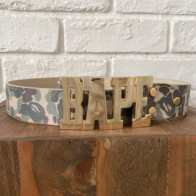 BAPE ABC CAMO GREEN レザー ベルト Lサイズ BAPE Gold Buckle Leather Belt ABC Camo Green NIGO A Bathing Ape