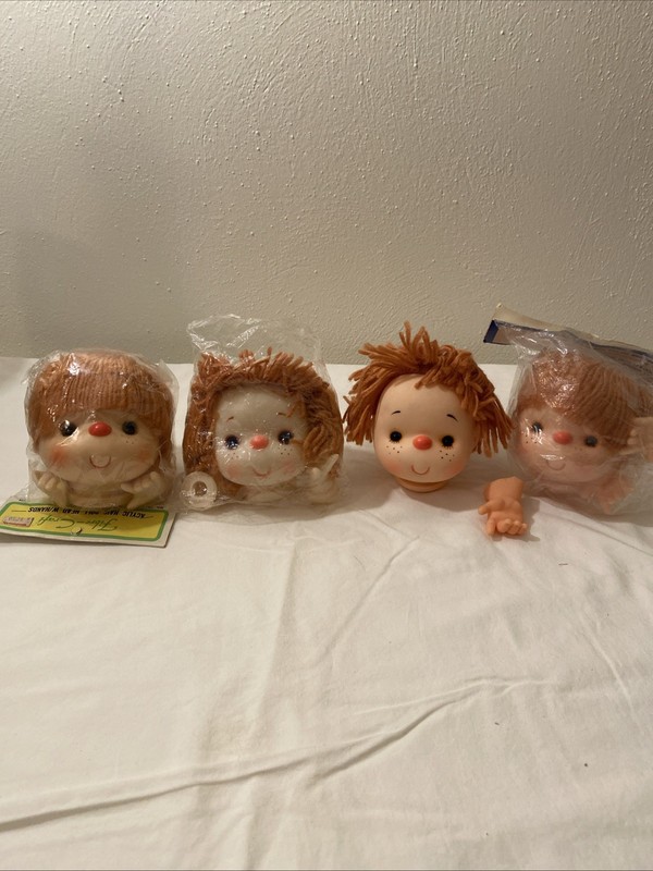 LOT 4 Vintage Westrim Crafts Mitzy Doll Brown  Heads Yarn Hair Hands  4" Parts