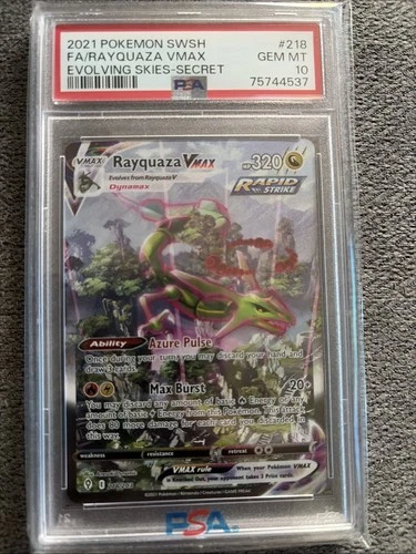 Pokemon 2021 Rayquaza VMAX 218/203 Alt Art SR Evolving Skies GEM MINT PSA 10