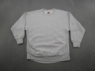 Sudadera Pullover Pesada Cuello Redondo Gris Grano Cruzado Lee Años 90 De Colección Para Hombres Talla XL - Imagen 1 de 4