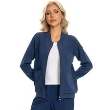 Scrub Jackets for Woman,Zip Front Nurse Jacket Coat-Navy,XL
