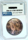 1934 Peace Dollar Rare Date Gem BU +++ Gorgeous Rainbow Color Toned PQ
