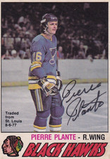 PIERRE PLANTE  Authentic Autograph 1977 OPC Chicago Blackhawks NHL Hockey Card