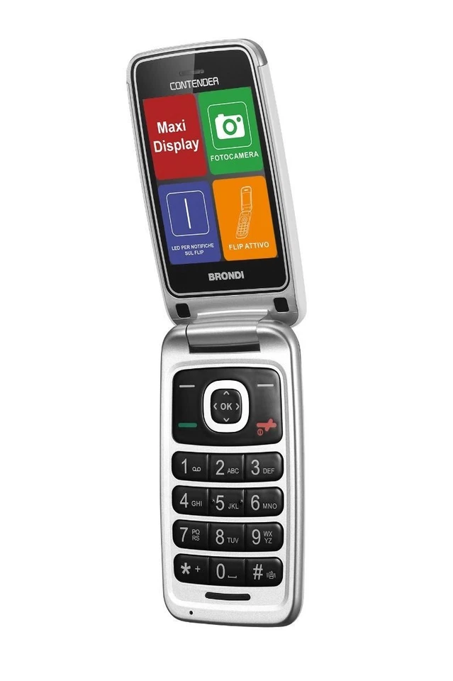 Telefonino Brondi Contender Dual Sim Flip Attivo + Auricolari BIANCO - Immagine 2 di 4