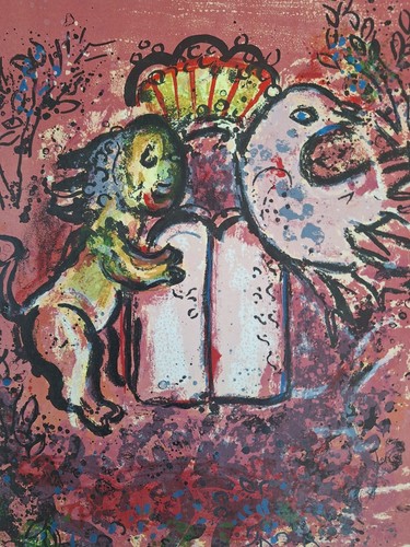 lithographie originale Marc Chagall Vitraux Jerusalem Windows Tableau Encadré - Photo 7 sur 11