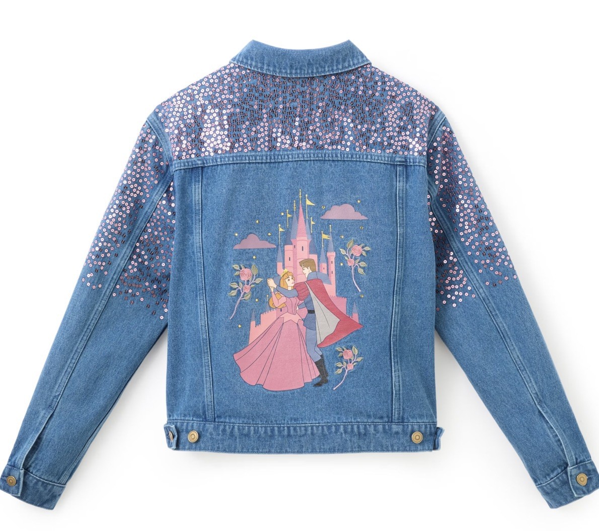 Disney Store Sleeping Beauty Ladies’ Denim Jacket Aurora XS S M L XL NEW 2026