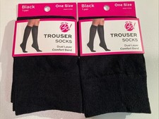 2 pair On The Go TROUSER SOCKS Opaque Black One Size All 94 Nylon 6 Spandex