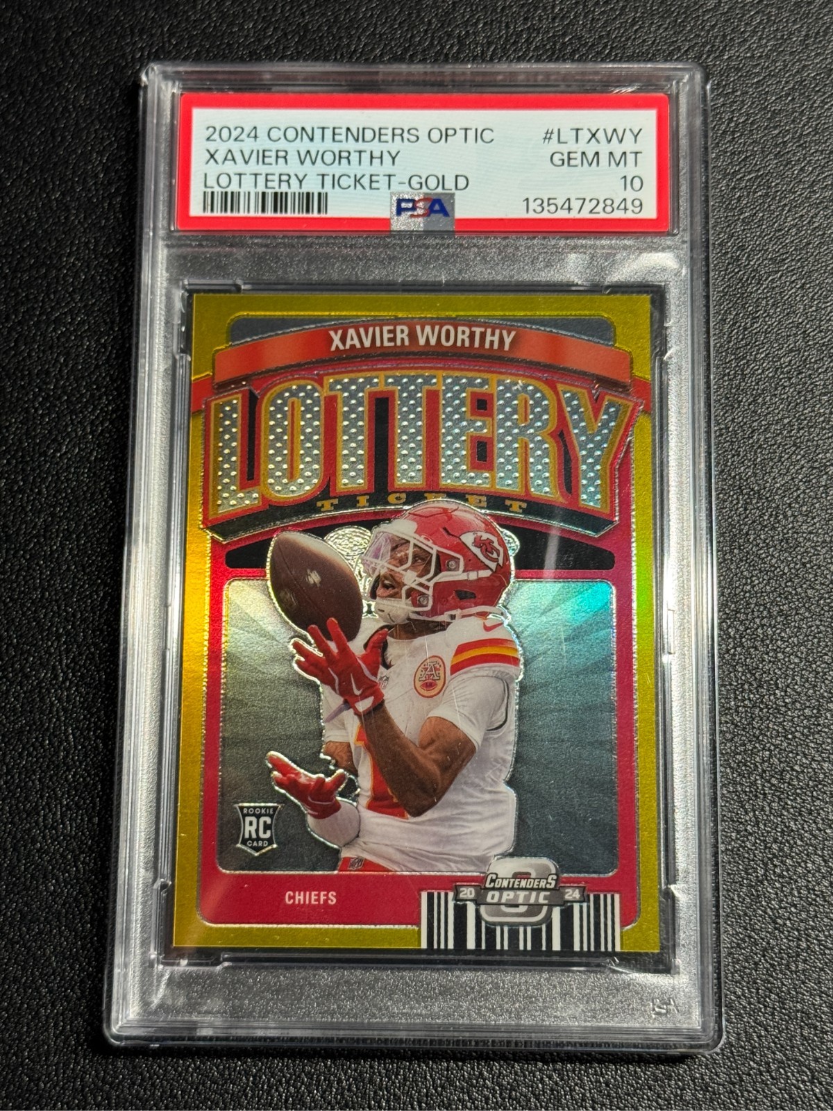 Xavier Worthy Panini Contenders Optic Lottery Ticket #LTXWY Gold