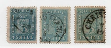 Norway - Sc# 8 X (3) Used - SHADES         /         Lot 0825016