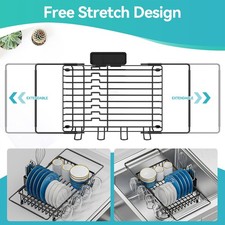 Dish Rack in Sink Expandable Stainless Steel Dish Drainers For Kitchen Counter