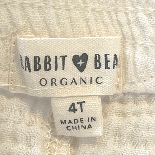 Rabbit + Bear Organic Cotton Matching Set Girls 4T Ivory Tank Shorts Summer - Picture 4 of 15