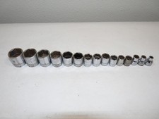 15pc Snap On 3/8” Dr 6pt SAE Shallow Sockets ¼” to 1” FS081 to FS321
