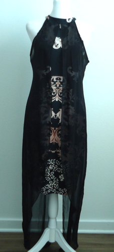 VENUS Midi Dress 2 Fluttery Overlays Attached Sleeveless Printed Size-S - Picture 2 of 13