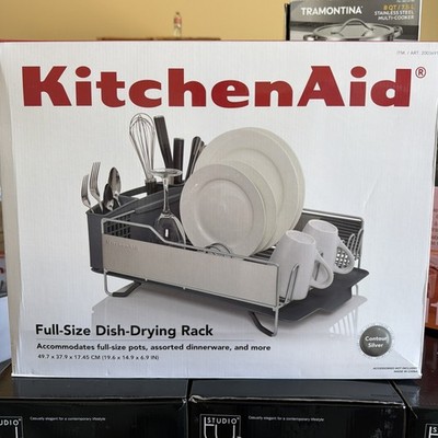 KitchenAid Dish Drying Rack Full Size Angled Drain Board 2003691 Contour Silver