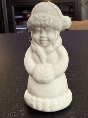 Goebel Vintage Ceramic Winter Girl Hooded Coat White 3.5  Noel Ornament Germany