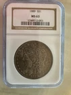 1889 P Morgan Silver Dollar. Monster Tone Front, Blast White Reverse NGC MS63.