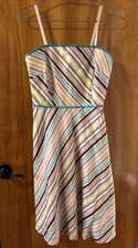 Ann Taylor Loft Multi-Color Striped Sundress Strapless Or With Straps Lined Sz 6