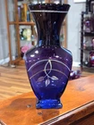 1998 Fenton Lifestyles Leaves On Royal Purple HP Vase #9866WX 8”