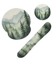 3In1 Misty Forest Mountain Mouse Pad Keyboard Memory Foam Wrist Rest Set