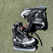 K2 Rink Raven Boa Youth Adjustable Ice Skates Size US 11-2 EU 29-34 Black Grey