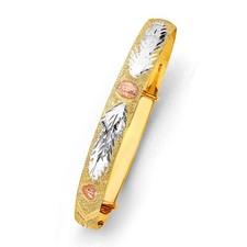 NEW 14K TRI COLOR GOLD 8MM ADJUSTABLE BANGLE