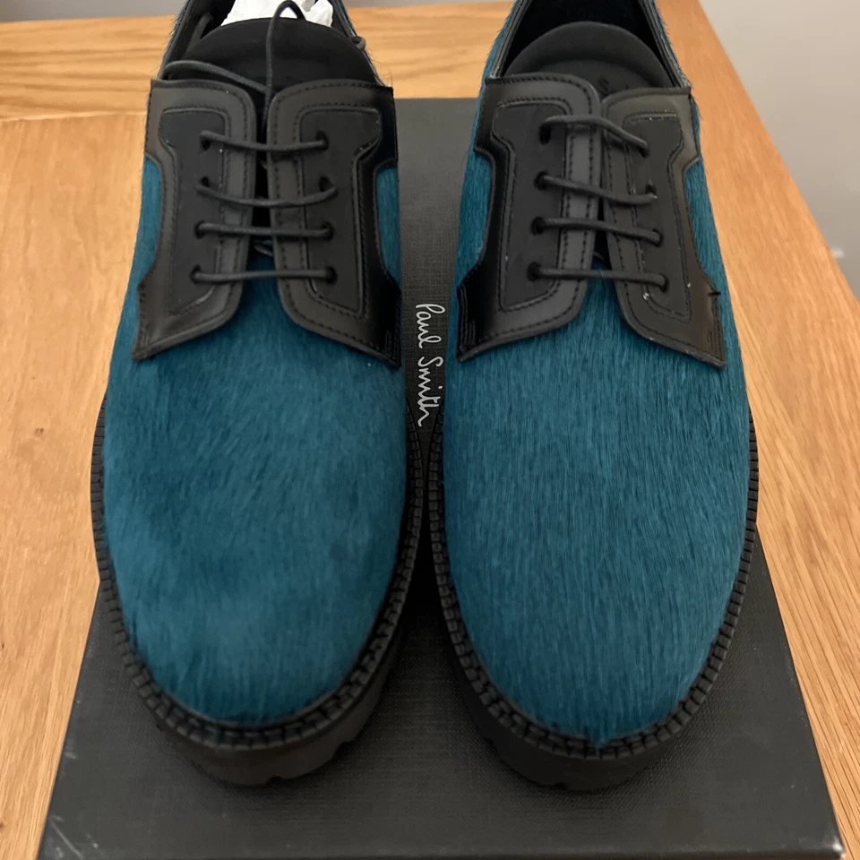 Paul Smith Womens Faux Fur Lace Up Mac Shoe Colour Petrol Green Size UK 6 EU 39 - Image 2 of 4