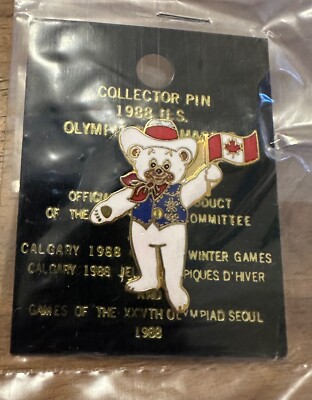 Calgary 1988 Howdy Mascot with Canada Flag  Olympic Pin