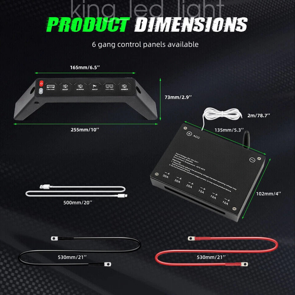 For 2018-2023 Jeep Wrangler JL Gladiator JT Grab Handle RGB 6 Gang Switch Panel - Image 4 of 4