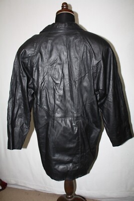 Vtg G-III Sz L Black 100% Leather Coat Jacket One Button | eBay