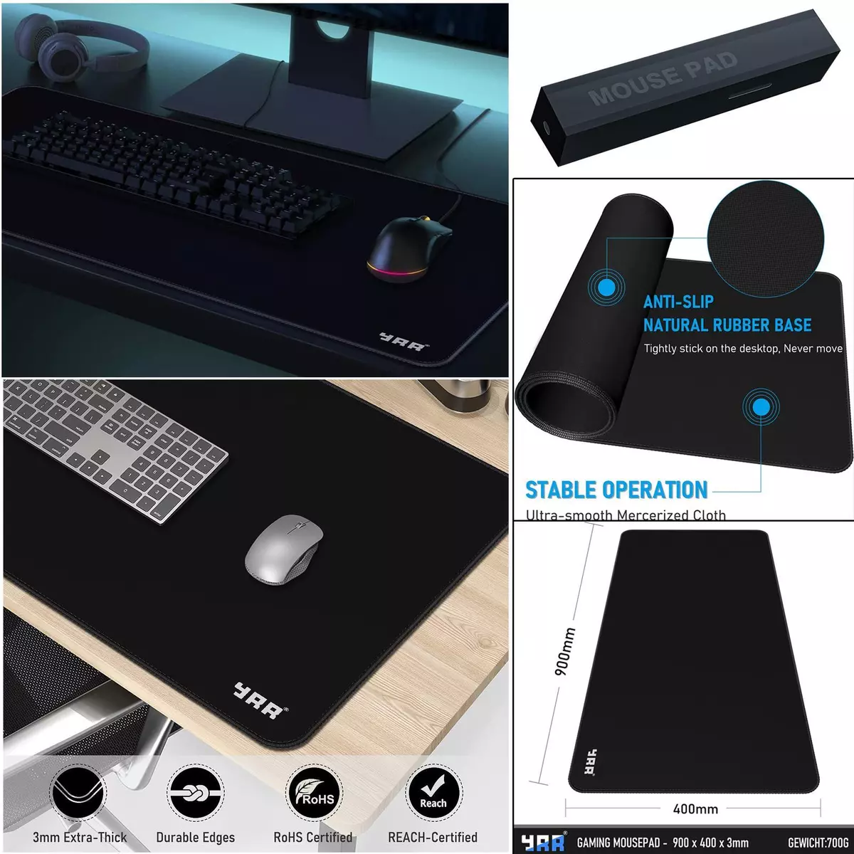 GAMING KEYBOARD MOUSE PAD MAT EXTRA LARGE XXL 90CM x 40CM FOR PC LAPTOP  MACBOOK