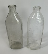 Vintage Glass Baby Nursing Bottles 8 oz Lot Of 2