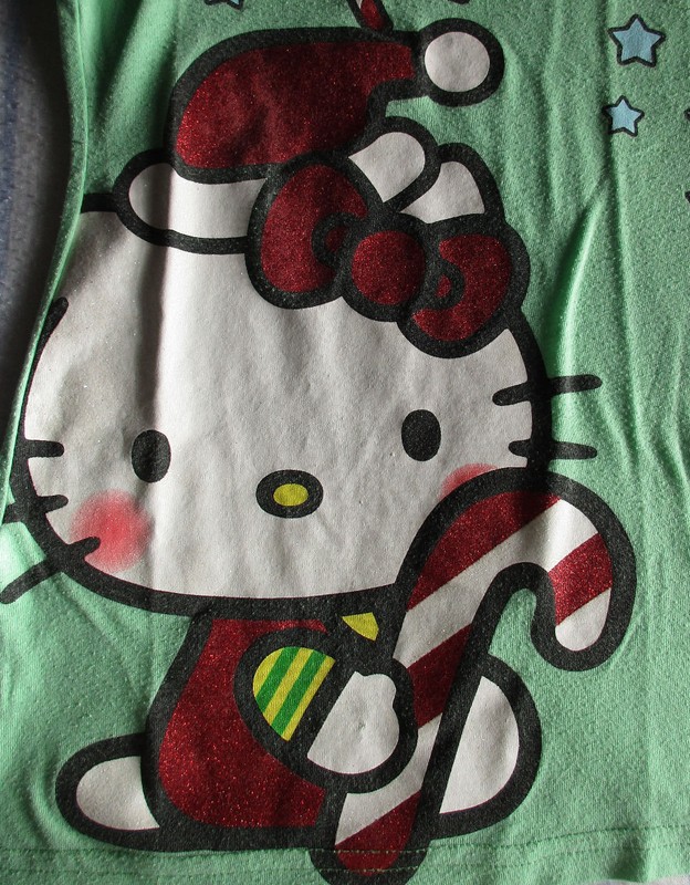 GUC Size M Hello Kitty Christmas Shirt with Candy Cane - Cute!