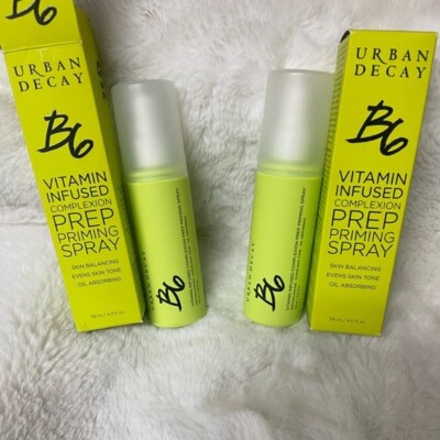 URBAN DECAY B6 VITAMIN-INFUSED COMPLEXION PREP PRIMING SPRAY 4 OZ LOT OF 2-BNIB