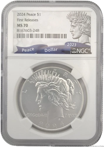 NGC Graded MS 70 First Releases 2024 Peace One Dollar Silver Coin