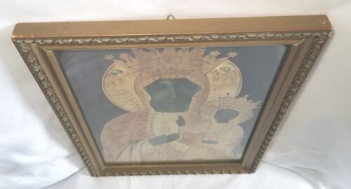 RARE HAND MADE PALMS POLAND BLACK MADONNA OUR LADY OF CZESTOCHOWA SIGNED 1968 - Picture 6 of 13