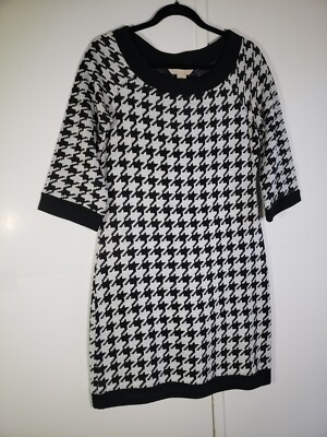 JONATHAN MARTIN Women's Size M in BLACK & WHITE houndstooth plaid black trim