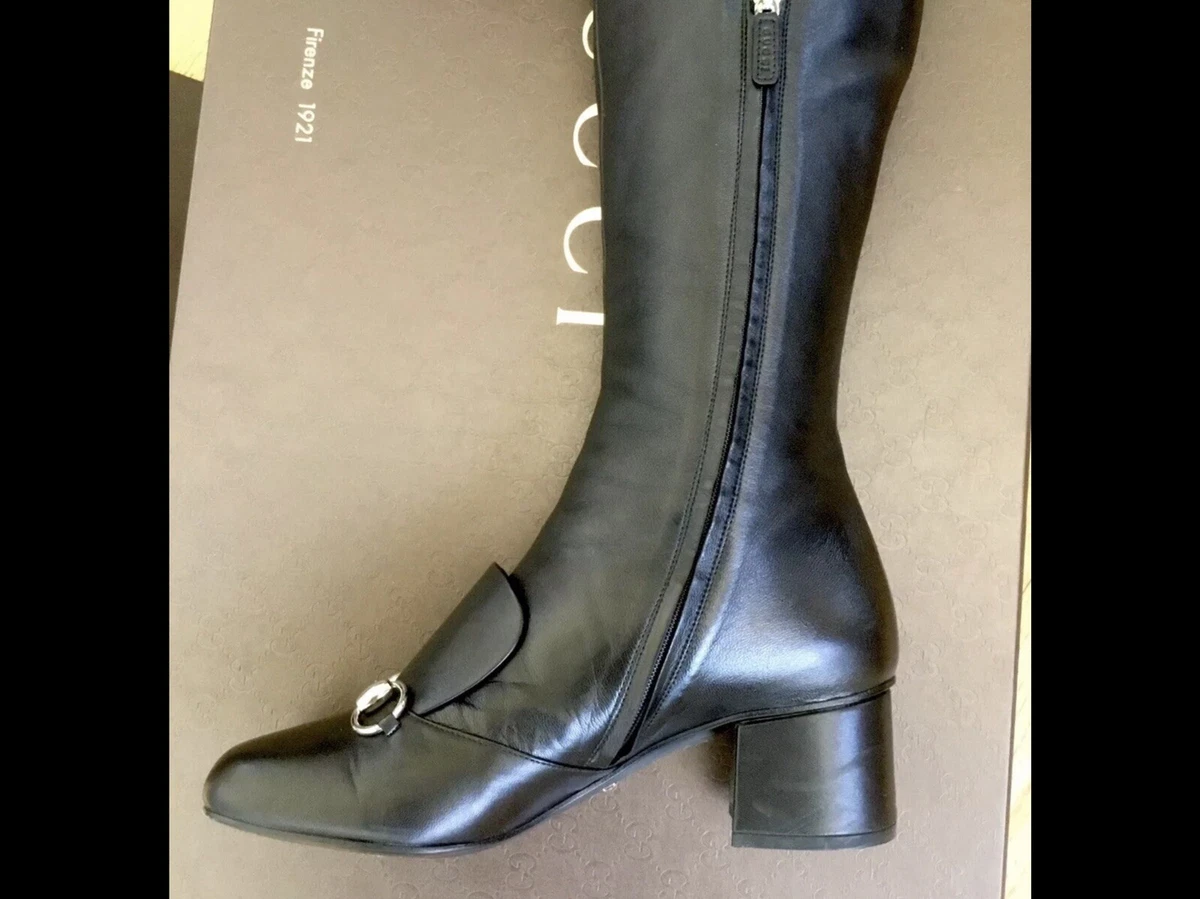 Gucci Horsebit Over The Knee Lillian Thigh High Black Leather