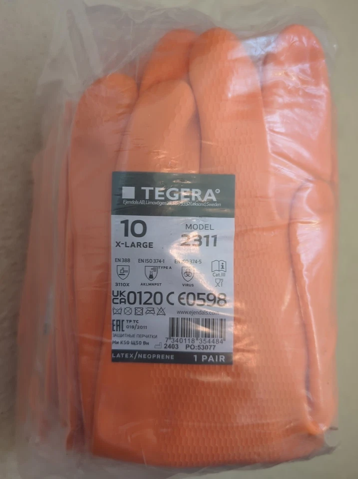 ejendals TEGERA 2311 Chemikalienschutzhandschuhe Größe 10 XL 12 Paar - Neu - Bild 2 von 4
