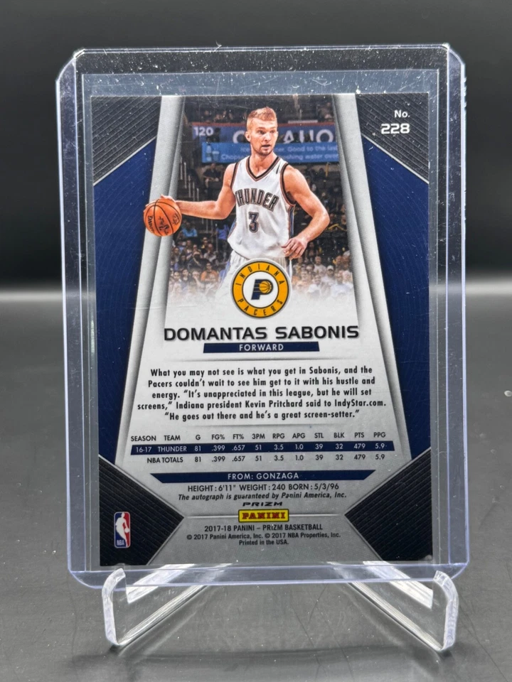 2017-18 PANINI PRIZM!  DOMANTAS SABONIS!  AUTO!  FAST BREAK DISCO PRIZM!  PACERS - Image 2 of 2