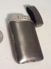Vintage Flip Top Butane Lighter Dark Gun Steel  Untested E49