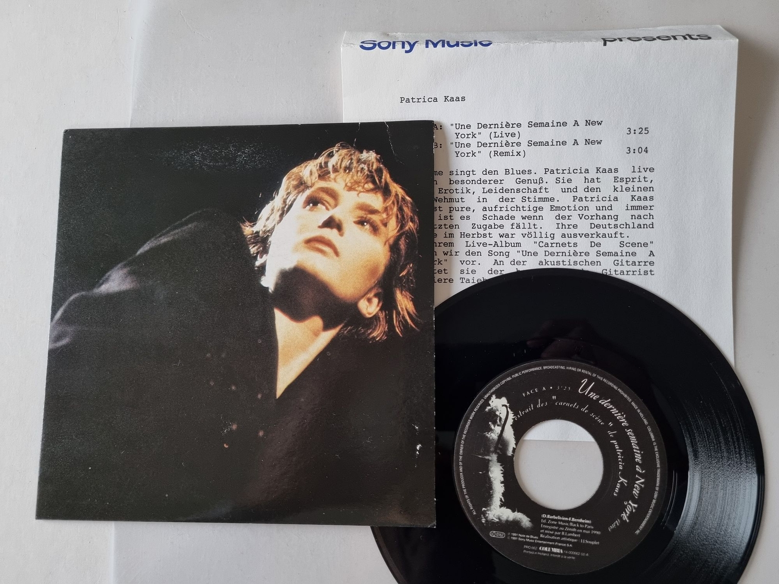 Patricia Kaas - Une Dernière Semaine À New York 7'' Vinyl France PROMO