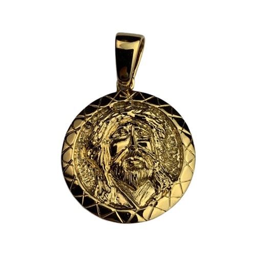 Gold Jesus Medallion Pendant 18k 