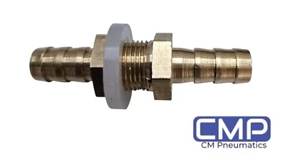 COYOTE MOON 8mm Motorsport Bulkhead Fitting Brass Barb with silicone washer Adapter Fuel UK