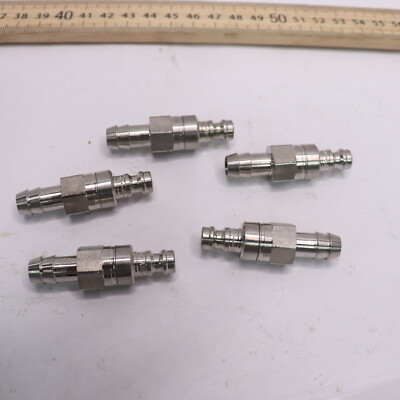 (5-Pk) Double Shut-Off Hose Barb	Quick Coupling AISI 316L Stainless Steel 14mm