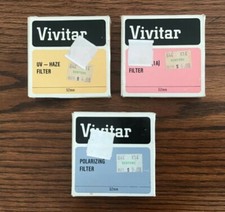 Lot of 3 Vivitar Lens Filters 52mm UV-Haze Polarizing and Skylight IOB