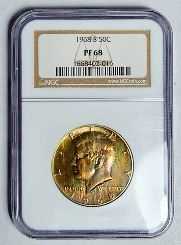 1968 S Half Dollar Kennedy NGC PF-68