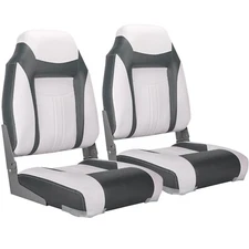 NORTHCAPTAIN Deluxe White/Charcoal High Back Folding Boat Seat, 2 Seats